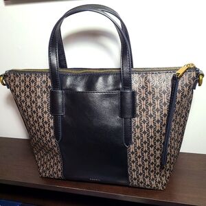 Fossil Black and Brown Tote